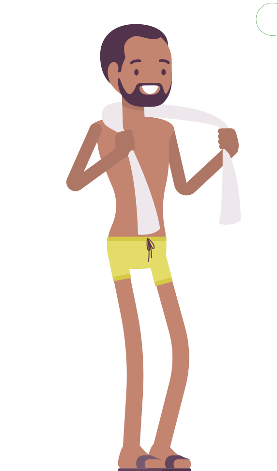 Cartoon Man on Beach