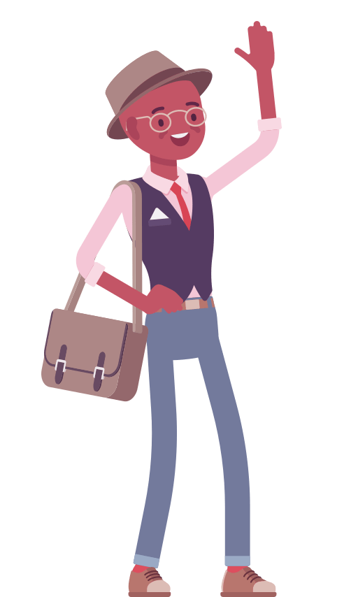 Cartoon man waving