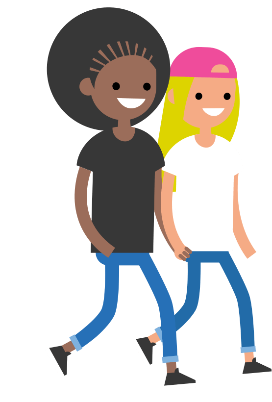 Cartoon couple walking